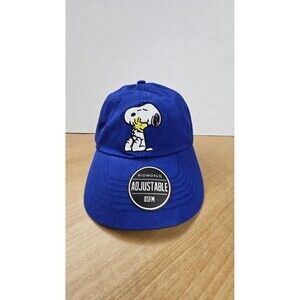 Peanuts Snoopy Hat Cap Strap Back Blue Embroidered Cartoon Woodstock OSFM New